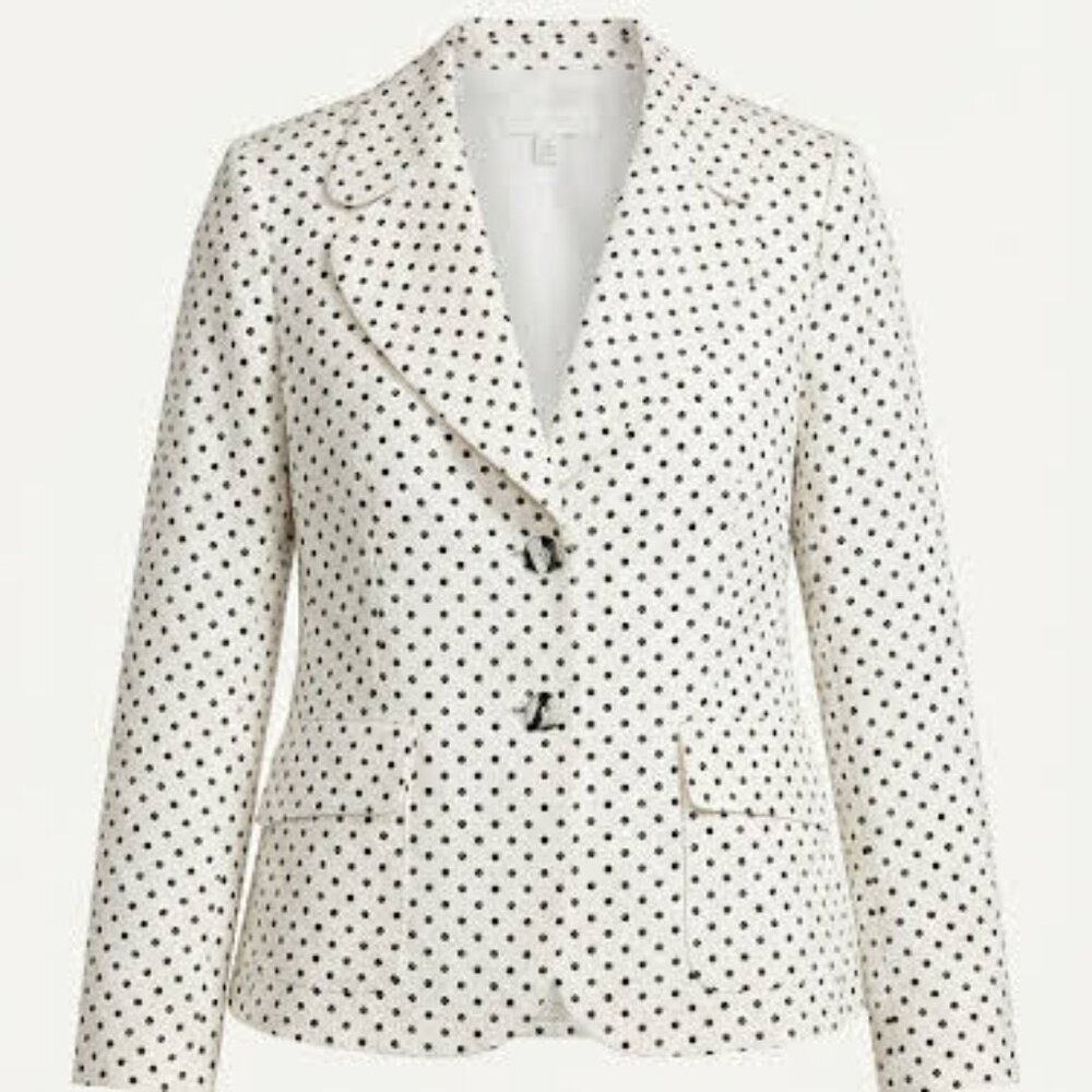 Escada Ivory Polka Dot Tailored Blazer Size 42 US 10 Like New